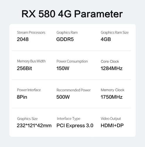 Tarjeta De Video Amd Rx580 4gb 2048sp Mlsee Gddr5