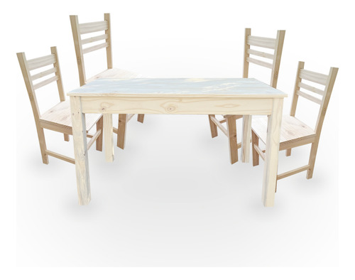 Juego Comedor 4 Sillas + Mesa Madera Maciza Lustrados!!!