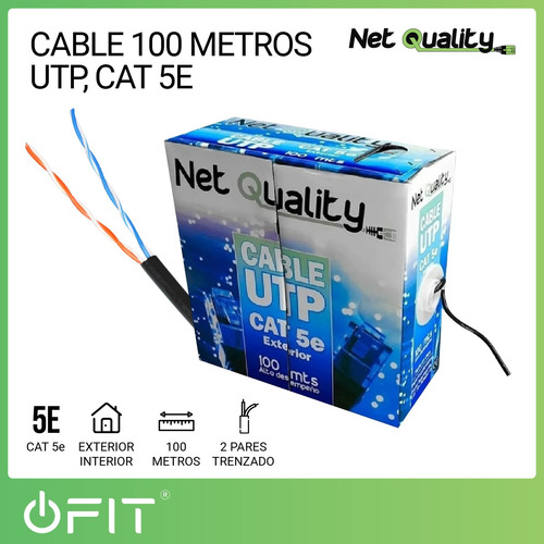 Imagen 2 de 10 de Cable Utp Bobina Rollo 100m Categoria 5e Exterior 2 Pares