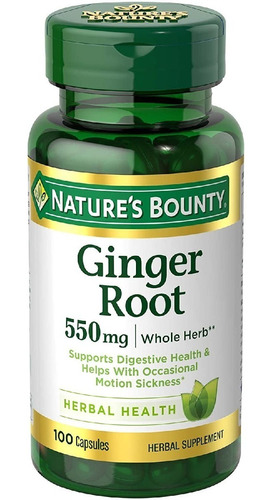 Raíz De Jengibre 550 Mg Nature's Bounty 100 Capsulas