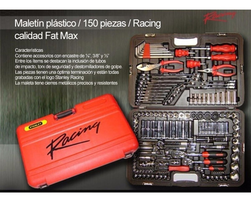 Set Herramientas Stanley Racing 150 Pzas. Maletin Caja Tubos