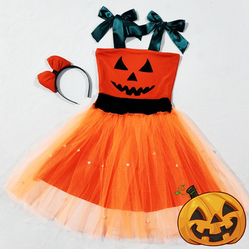 Vestido Infantil Fantasia Menina Halloween Branco Abo Tiara