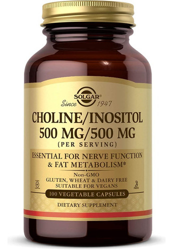 Solgar Colina Inositol 500 Mg Salud Del Higado 100 Capsulas