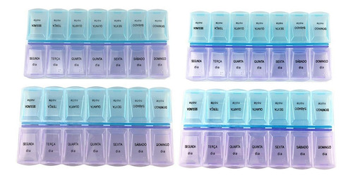 Kit 4 Caixa Porta Comprimidos Organizador Remédios 7 Dias Da