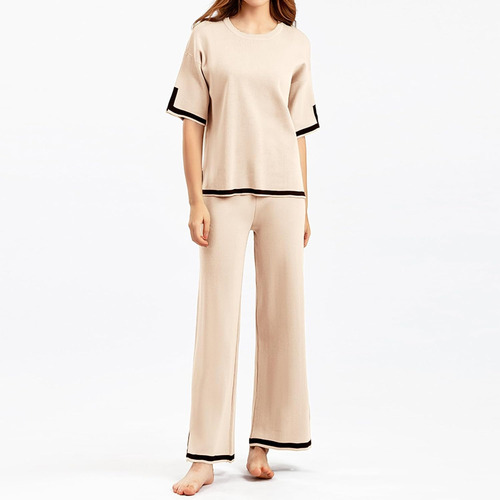 Conjuntos De Suéter For Mujer, Conjuntos De 2 Piezas De Verano For Mujer, Conjunto De Camiseta Y Pantalones Informales De Cintura Alta For Mujer, De