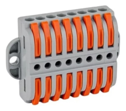 Conector Bornera Eléctrico Rapido Fast Clip Tipo Wago 8 Entradas 8 Salidas Color Naranja 250v Demasled