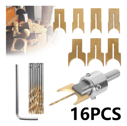 Juego Herramientas Taladro Bola Madera 16pcs