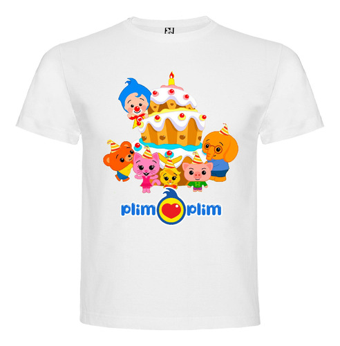 Polera Blanca Algodón 100% Niños Plim Plim Cumpleaños