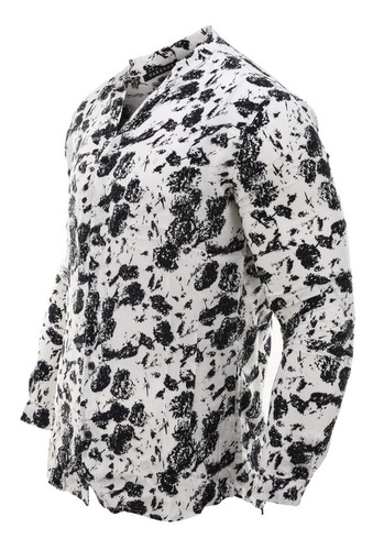 Imagen 2 de 3 de Camisa Hombre Farenheite Fibrax Mao Blanco Y Negro