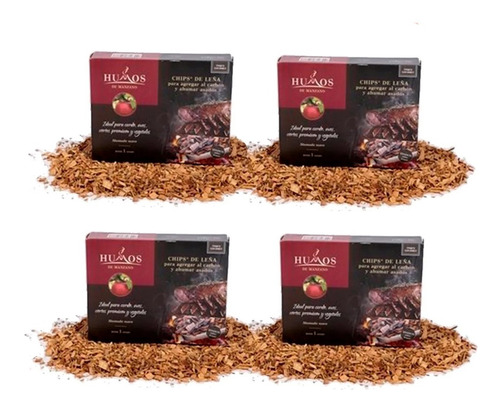 Imagen 7 de 10 de Set X4 Chips Astillas Leña Ahumar Humos 140g