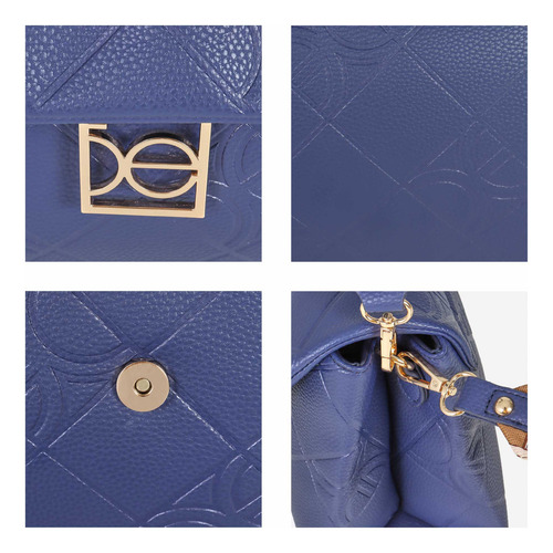 Bolsa Satchel Cloe Para Mujer Tapeta Con Broche Imán Color Azul marino
