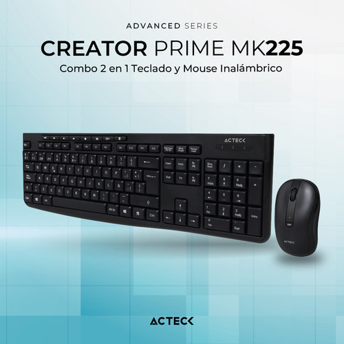 Kit 2 En 1 Teclado Y Mouse Acteck Mk225 Inalambrico Negro