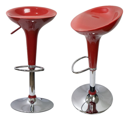 Set 2 Silla Banco Taburete Giratorio Bar Comedor Verona Rojo Acabado De La Estructura Cromado