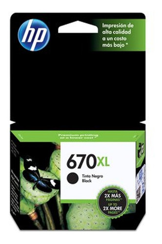 Hp- Tinta De Alto Rendimiento 670xl Negro Cz117al