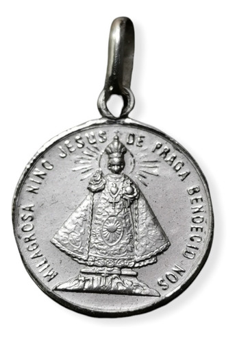 Medalla Plata 925 Niño Jesús Praga #1191 Bautizo Comunión 