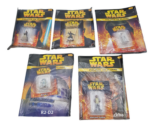 Lote #8 Star Wars 5 Figuras Plomo C/ Revista 2005