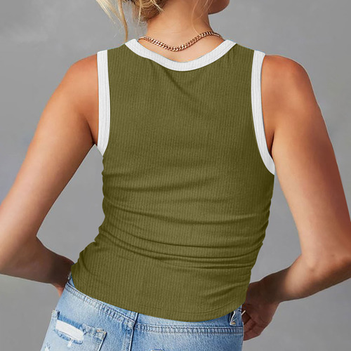 Camiseta Sin Mangas De Verano En Bloques De Color Liso N Par