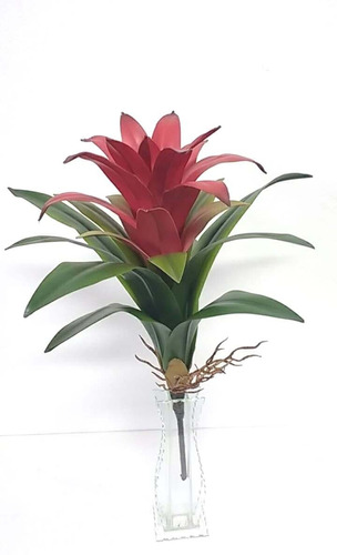 Bromélia Com Flor Planta Artif. Flores Folhas Silicone 45cm | Parcelamento  sem juros