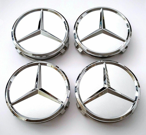 Para 4 Centros Tapón Rin Mercedes Benz-75 Mm Plata A17140001