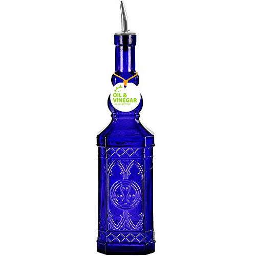 Botella De Aceite De Vidrio Azul Cobalto De 23.7 Oz