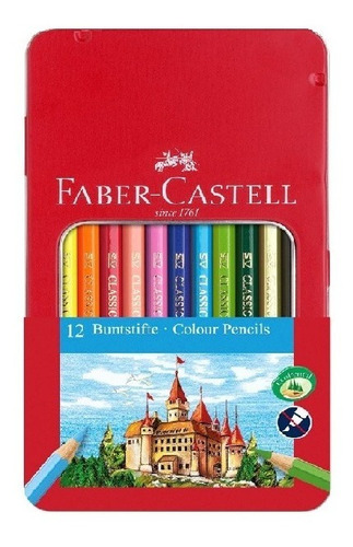 Lata De Lápices De Colores Largos Faber Castell X 12 Colores