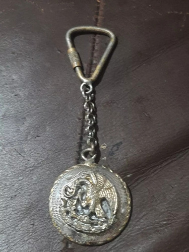 Llavero Antiguo Años 60s Medallon Escudo Nacional Alpaca 