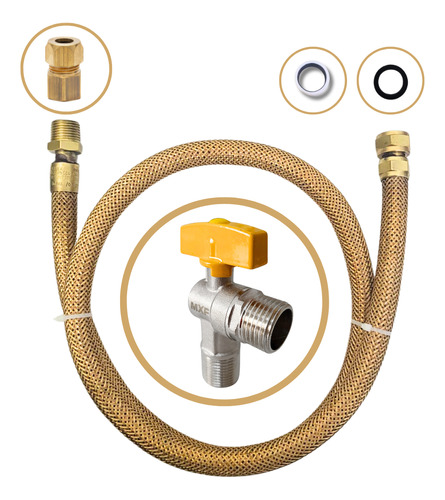 Mangueira Cobre 1,20mt+registro+adaptador Instalação Gás Gn