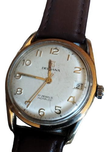 Excelente Reloj Varón A Cuerda Delbana Enchapado Oro Vintage