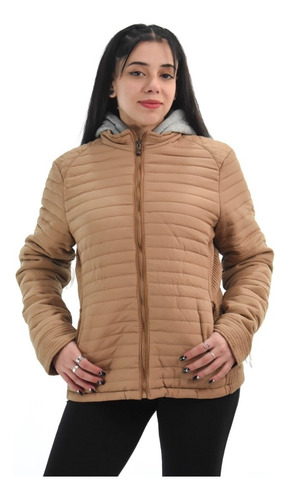 Campera Mujer Inflable Capucha Polar Impermeable Aya 7843