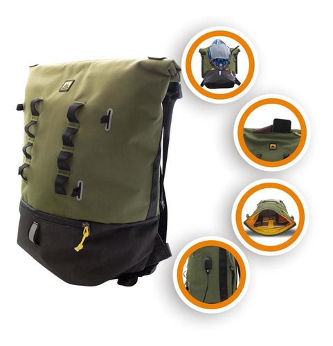 Imagen 1 de 10 de Backpack Skypeak Urban Bike 15.6 PuLG Color Verde Urb-115grn