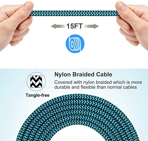 Cable Micro Usb 15ft Carga Rápida 3a - Nylon Duradero -