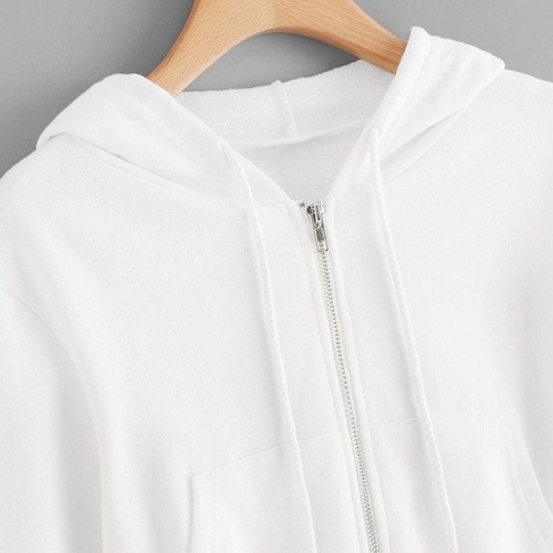 Sudadera Corta De Mujer Con Cremallera Y Capucha