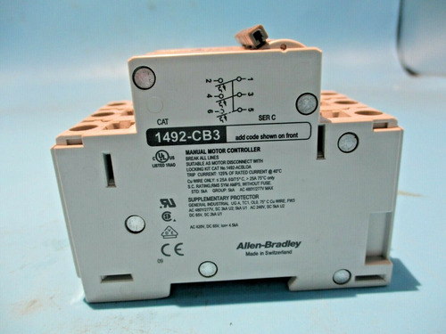 New Allen-bradley 1492-cb3g200 Ser.c 3 Pole 20a/amp Circ Ggx