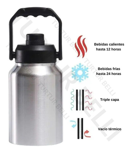Termo Térmico De 2 L Conserva Líquidos 12h Caliente 24h Frio