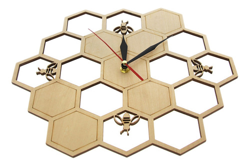 Reloj De Madera Tallada Con Forma De Abeja Melífera, Hexagon