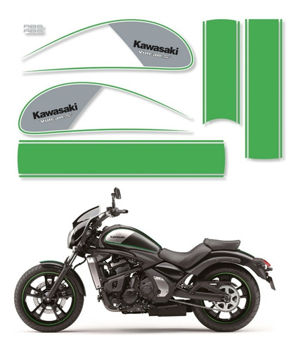 Kit Adesivos Para Kawasaki Vulcan S 2016 15973 Cor GRAFITE/VERDE