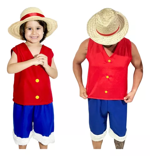 Fantasia Infantil Luffy Onepiece P Meninos 90-100cm Altura