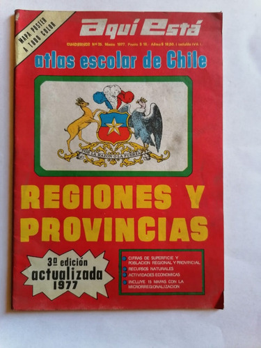 Atlas Escolar De Chile Regiones Y Provincias 1977 Antiguo