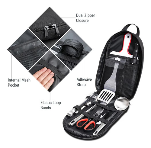 Juego Utensilios De Viaje Portátiles Acampar Picnic En Bolsa