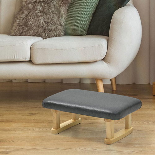 Reposapiés Pequeño, Taburete Otomano Gris Oscuro