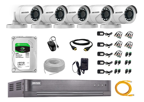 Cámaras Seguridad Exterior Kit 5 Hikvision Full Hd Disco 2tb