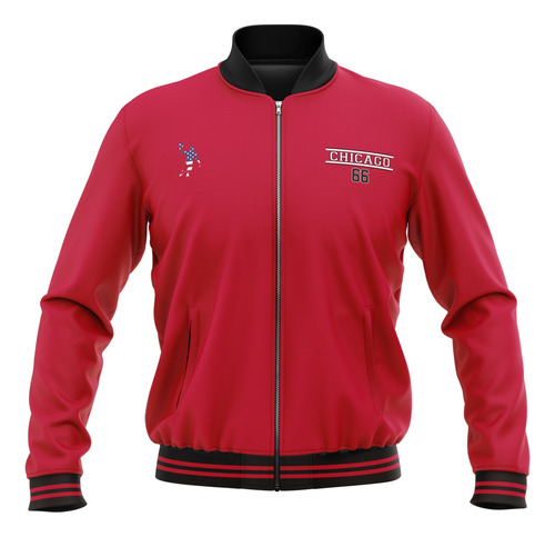 Jaqueta Bomber Zíper Masculina Estampada Esportiva Chicago