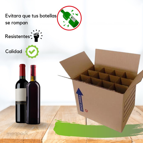 15 Cajas Cartón Corrugado 12 Separadores Botellas Un Litro