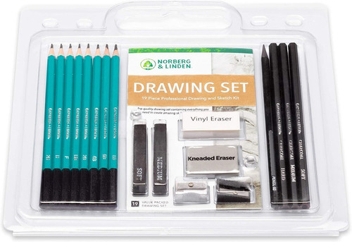 Kit De 19 Piezas Lapices Para Dibujo Con Bloc De Dibujo