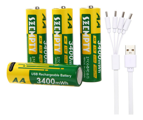 Pilas Recargables Baterías Recargables Usb Szempty Aa, Paque