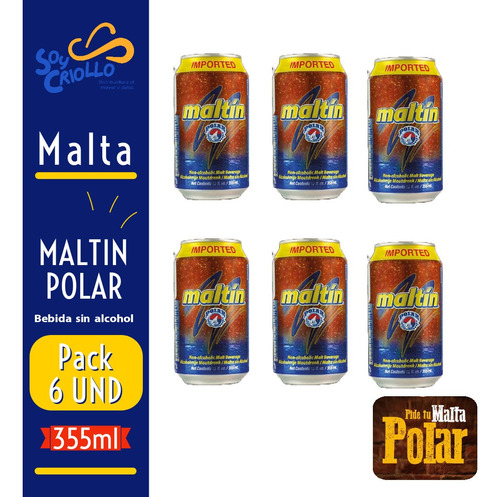 Malta Matil Polar Bebida Sin Alcohol De 355ml Pack De 6 Und