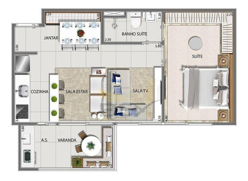 Imagem 10 de 30 de Apartamento De 2 Dormitórios Sendo 1 Suíte À Venda, 53 M² Por R$ 517.000,00 - Alphaville Empresarial - Barueri/sp - Ap0711