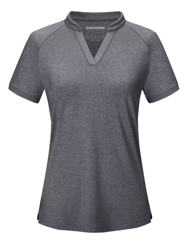 Magcomsen Polo De Golf Para Mujer, Con Cuello En V, Upf 50+.