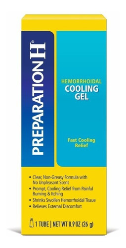 Gel refrescante Preparation H 26 G Imp. Ungüento para hemorroides Usa