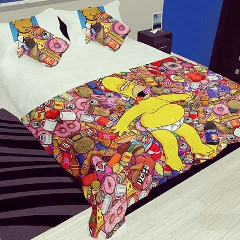 Cubrelecho Homero Simpson Edredón Simpson  Cama Queen